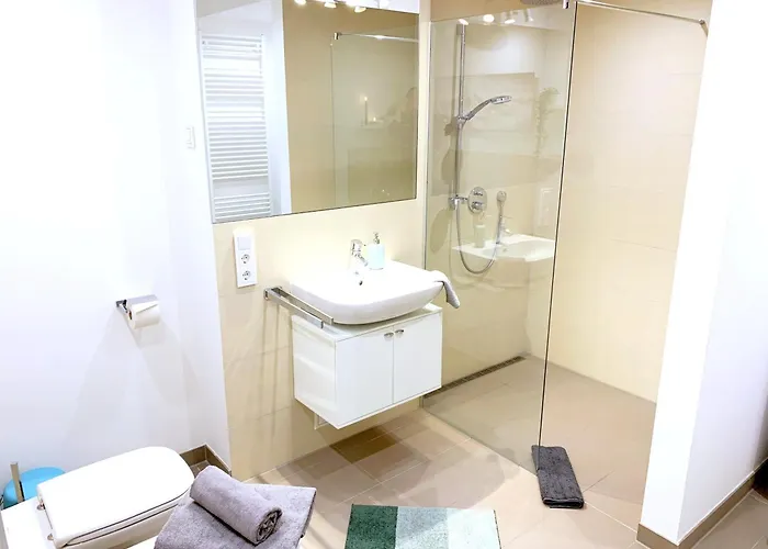 Apartamento Moderne Mit Bodentiefer Dusche, Waschmaschine Und Küche - Hoffi