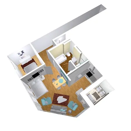 Moderne Mit Bodentiefer Dusche, Waschmaschine Und Kueche - 