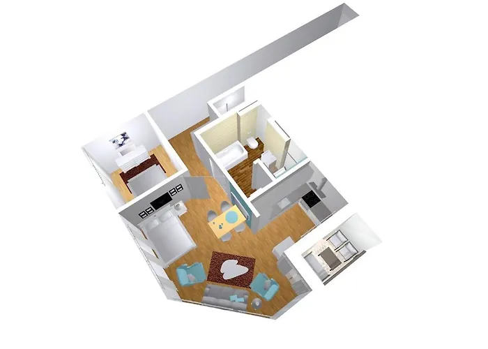 Moderne Mit Bodentiefer Dusche, Waschmaschine Und Kueche - 